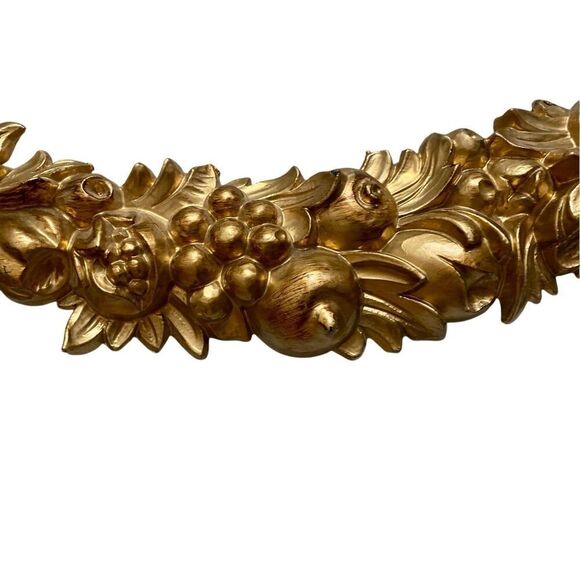 Fruit Floral Swag Pediment Wall Hanging Gold Gilt Baroque 21” Italian by Euromar - Picture 4 of 7